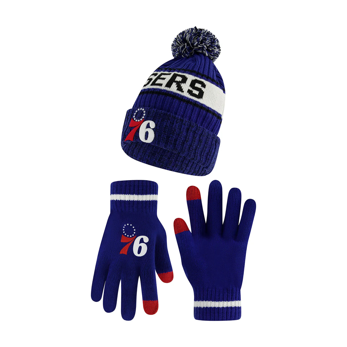 Ultra Game Men's NBA Official Super Soft Winter Beanie Hat with Extra Warm Touch Screen Gloves | Philadelphia 76ers