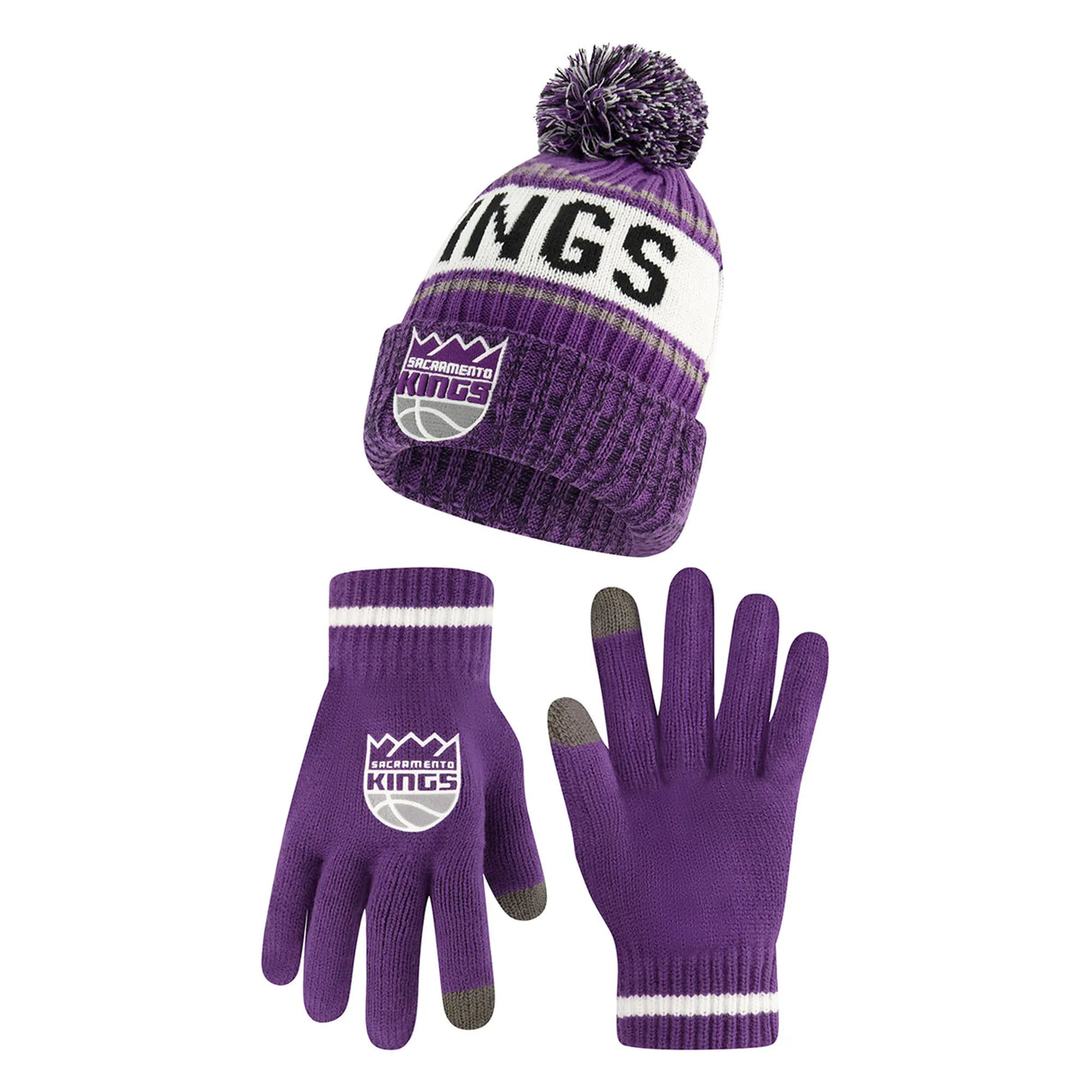 Ultra Game Men's NBA Official Super Soft Winter Beanie Hat with Extra Warm Touch Screen Gloves | Sacramento Kings