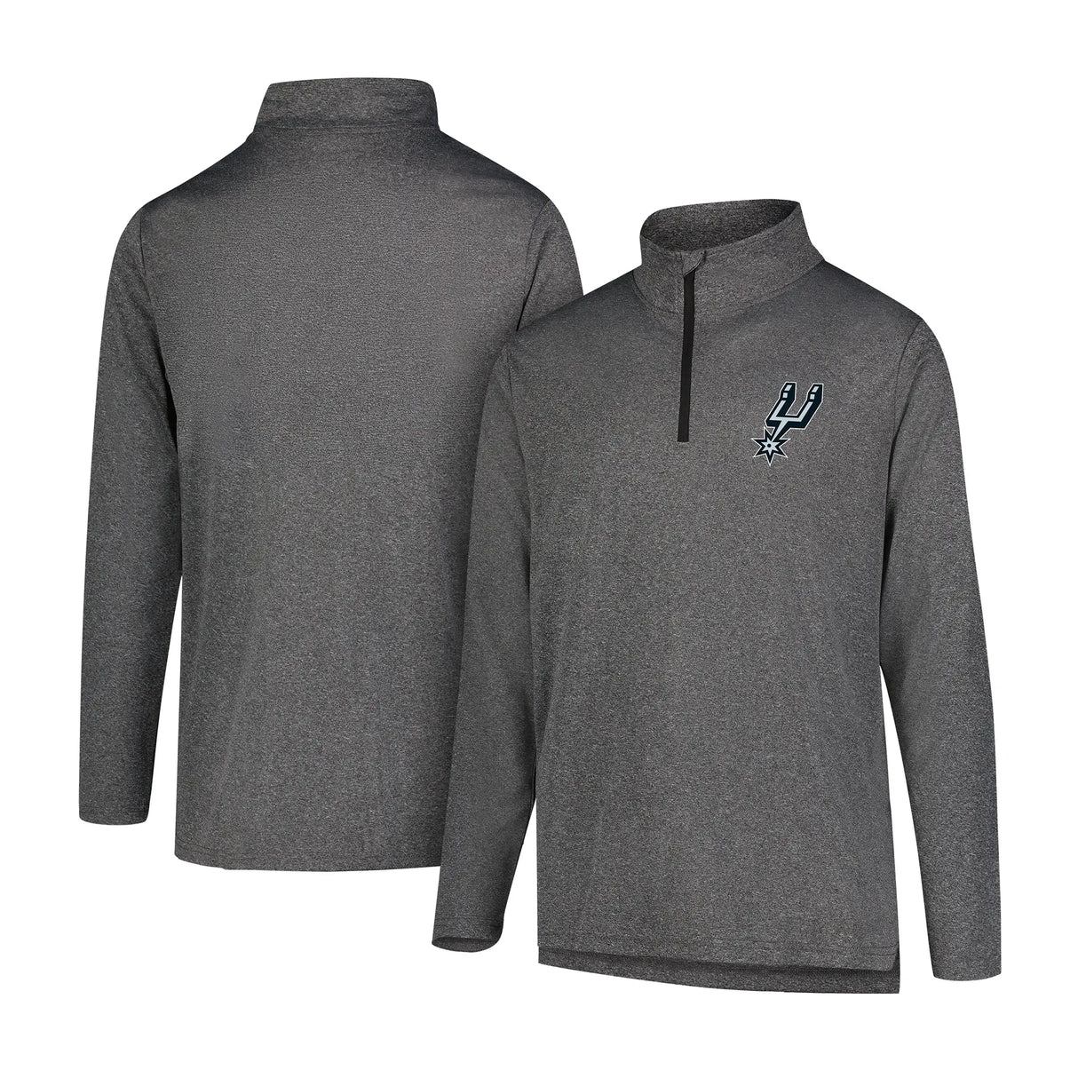 Ultra Game Men's NBA Official Super Soft Quarter Zip Long Sleeve T-Shirt | San Antonio Spurs