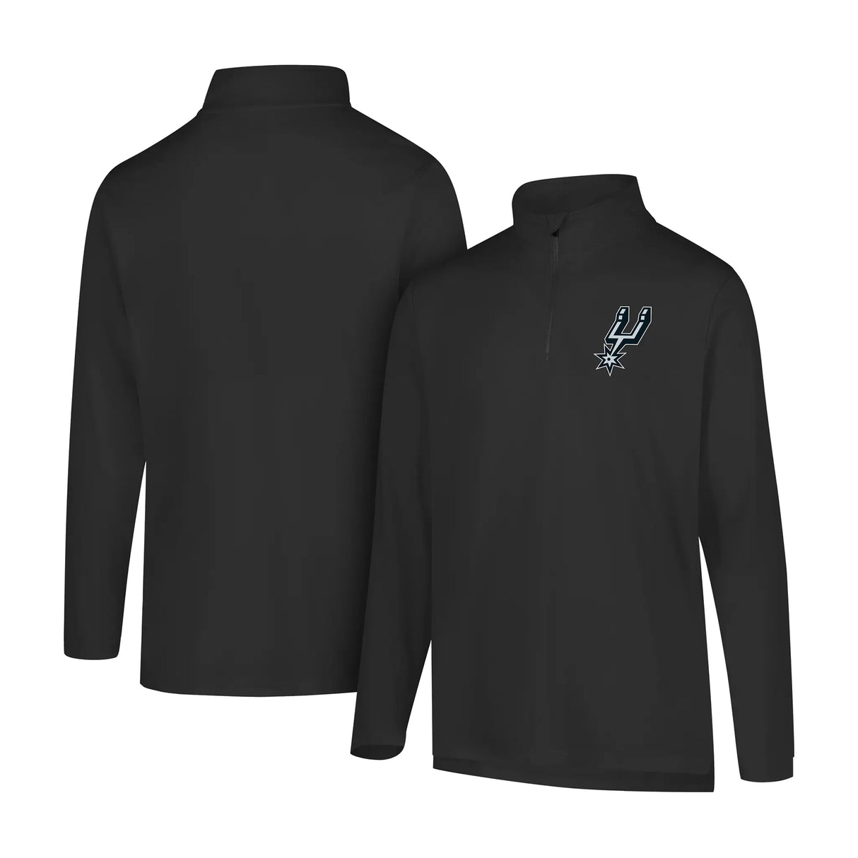 Ultra Game Men's NBA Official Super Soft Quarter Zip Long Sleeve T-Shirt | San Antonio Spurs