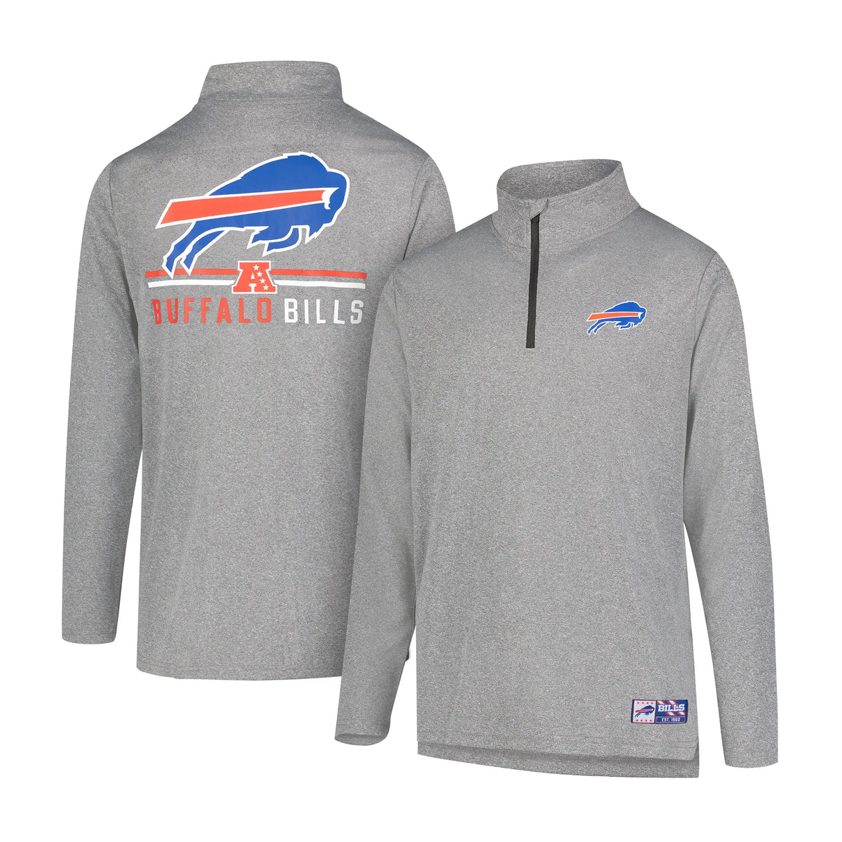Ultra Game Men's NFL Official Super Soft Quarter Zip Long Sleeve T-Shirt | Buffalo Bills