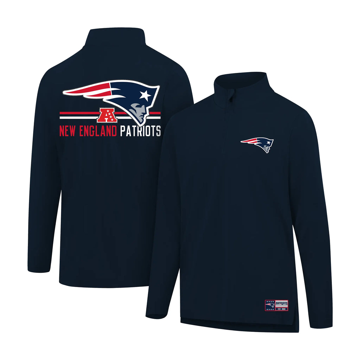 Ultra Game Men's NFL Official Super Soft Quarter Zip Long Sleeve T-Shirt