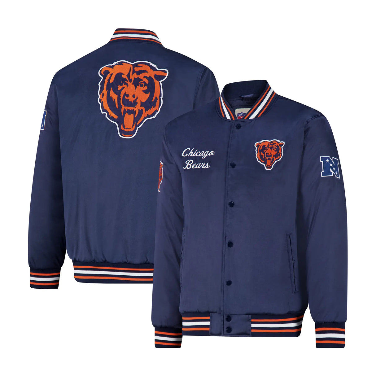 Ultra Game Mens NFL Official Supreme Satin Jacket | Chicago Bears