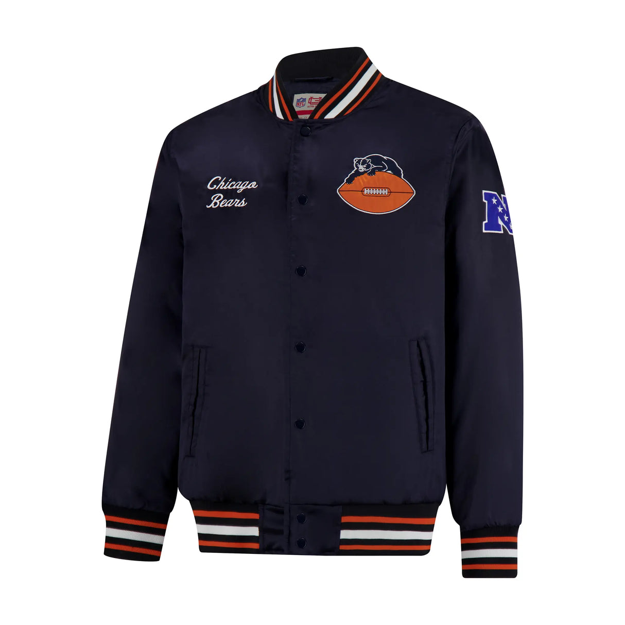 Ultra Game Mens NFL Official Supreme Heritage Satin Jacket | Chicago Bears