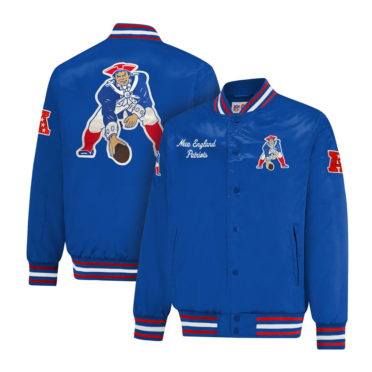 Ultra Game Mens NFL Official Supreme Heritage Satin Jacket | New England Patriots