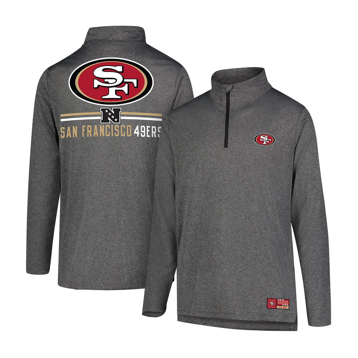 Ultra Game Men's NFL Official Super Soft Quarter Zip Long Sleeve T-Shirt | San Francisco 49ers