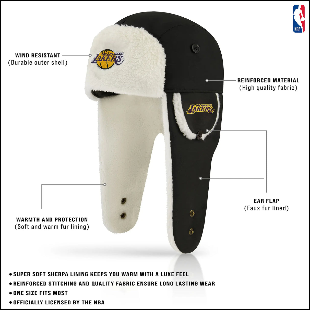 Ultra Game Unisex Adult NBA Official Knit Soft Beanie with NBA Logo | Los Angeles Lakers