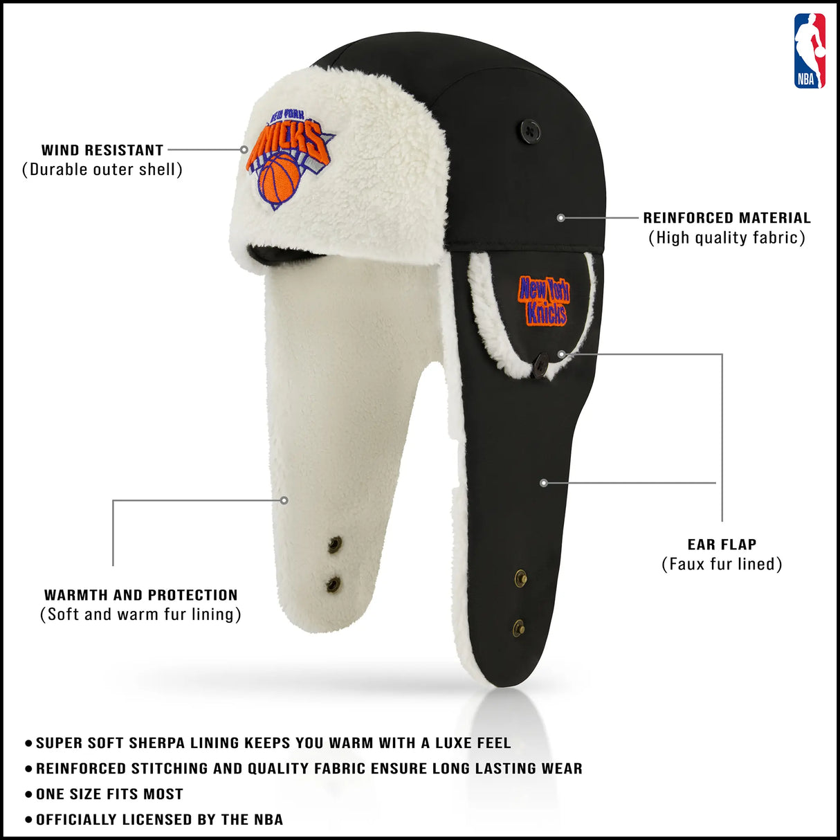 Ultra Game Unisex Adult NBA Official Knit Soft Beanie with NBA Logo | New York Knicks
