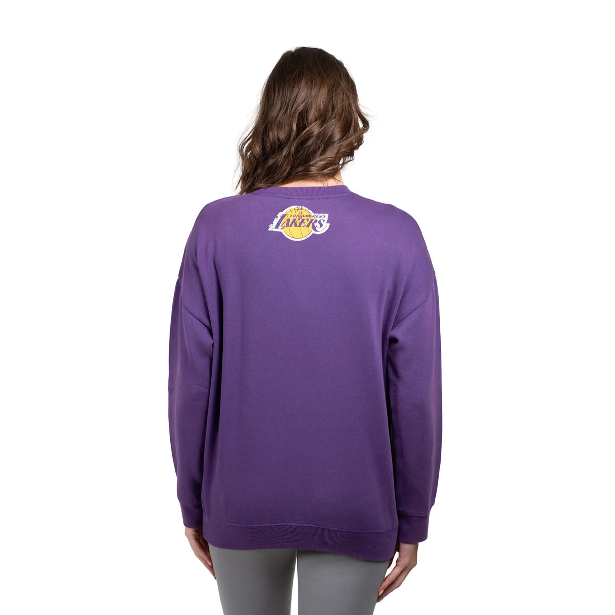 Ultra Game Women's NBA Official Extra Soft Fleece Distressed Oversized Pullover Sweatshirt | Los Angeles Lakers