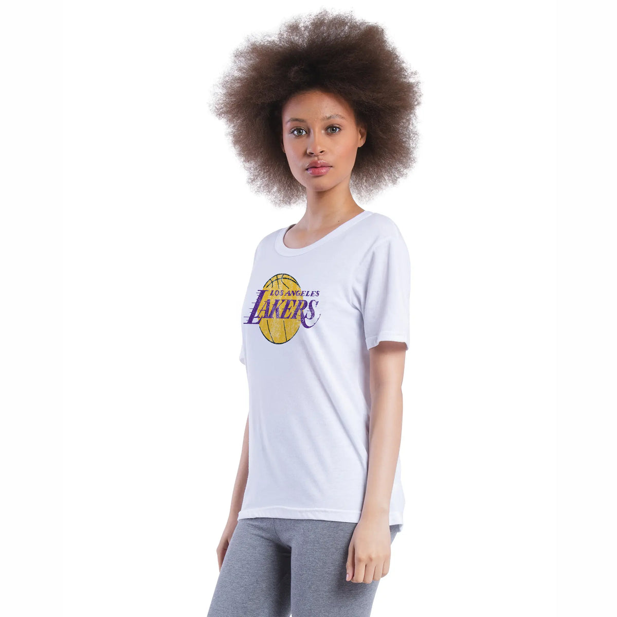 Ultra Game Women's NBA Official Soft Vintage Distressed Graphics T-Shirt | Los Angeles Lakers