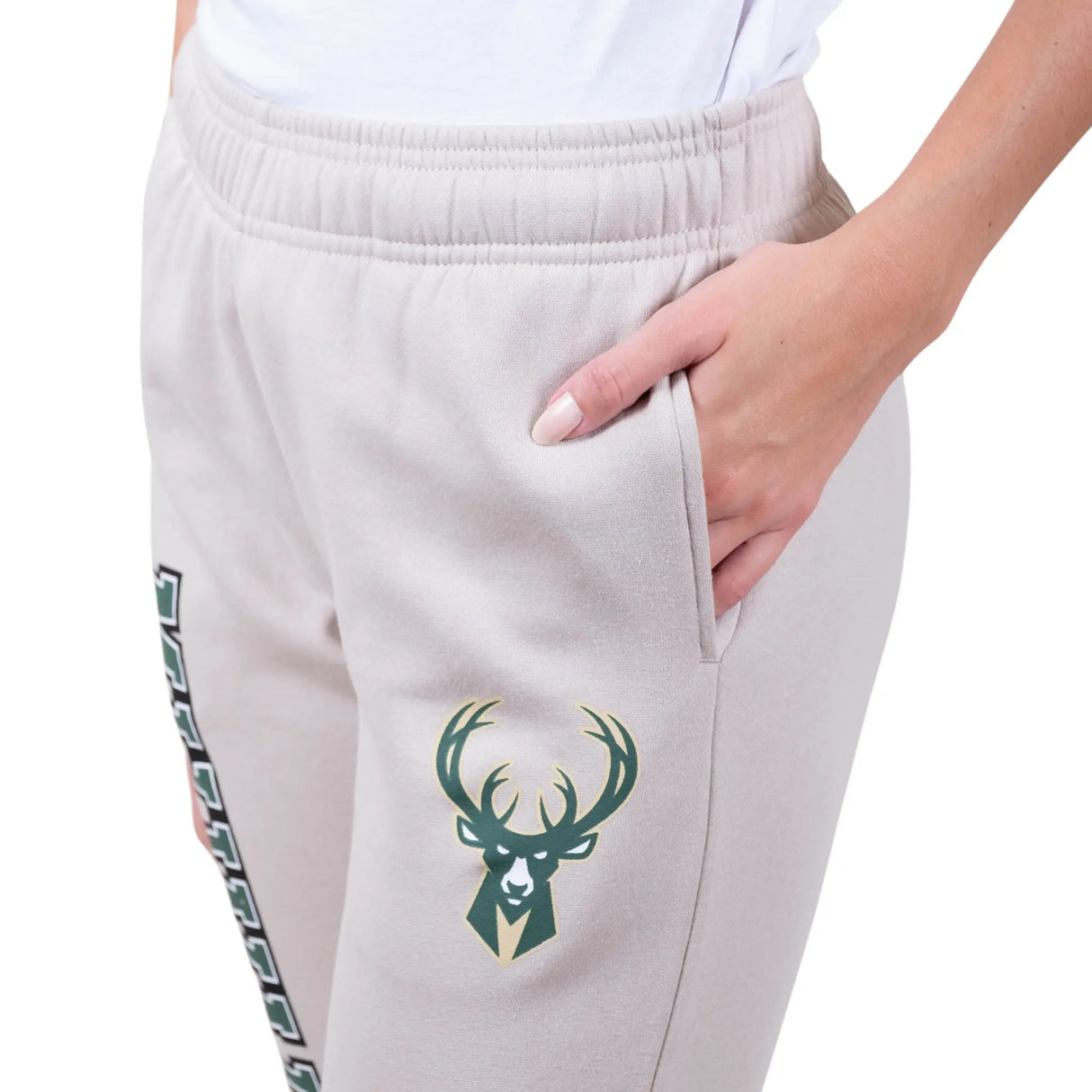Ultra Game Women's NBA Official Super Soft Active Fleece Sweatpants Joggers | Milwaukee Bucks