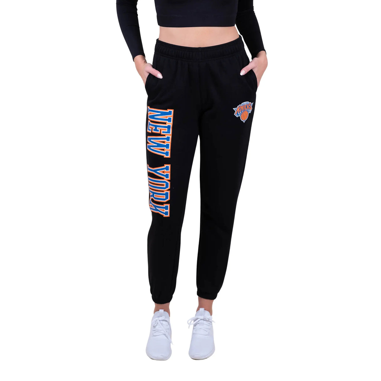 Ultra Game Women's NBA Official Super Soft Active Fleece Sweatpants Joggers | New York Knicks