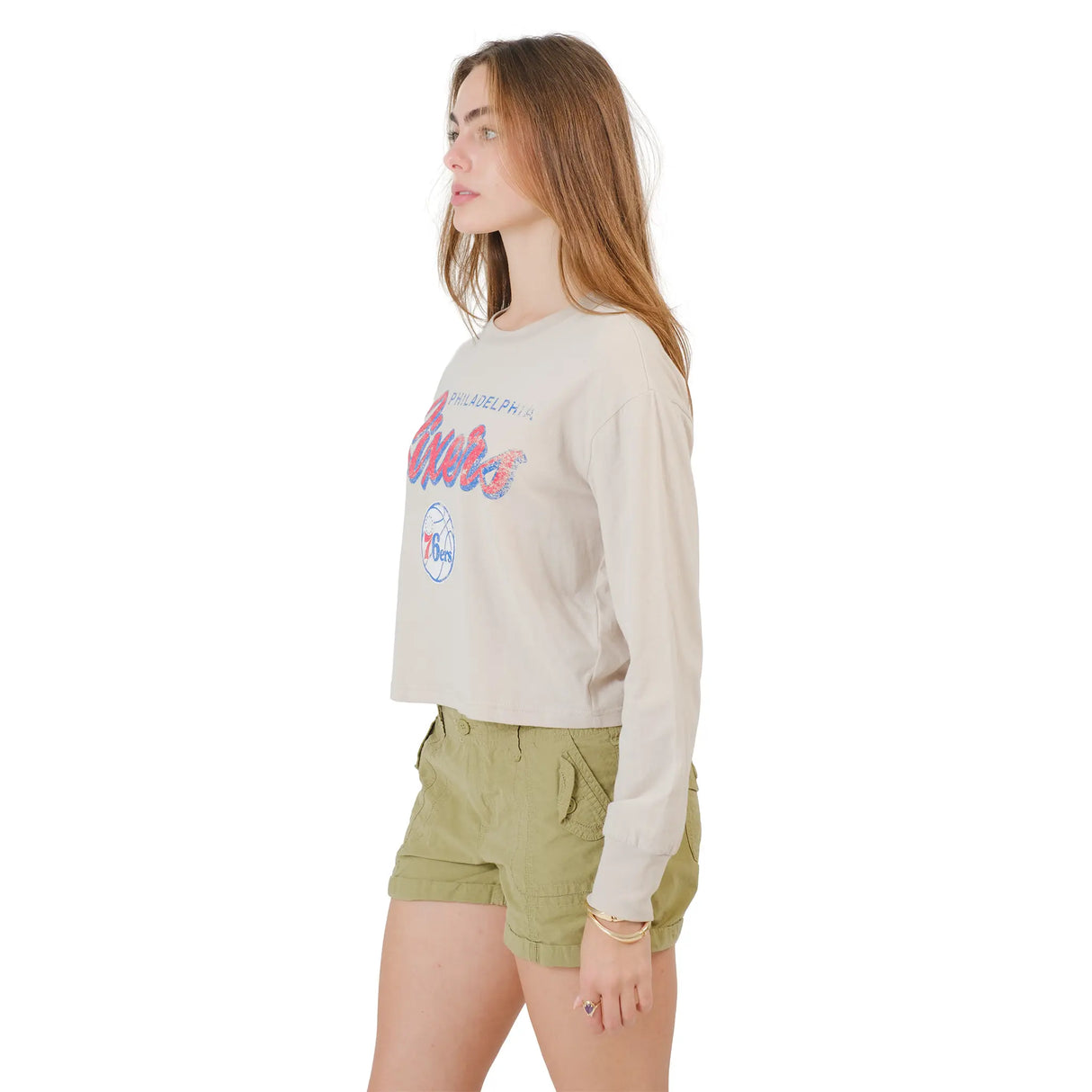Ultra Game Women's NBA Official Super Soft Crop Top Shirt | Philadelphia 76ers