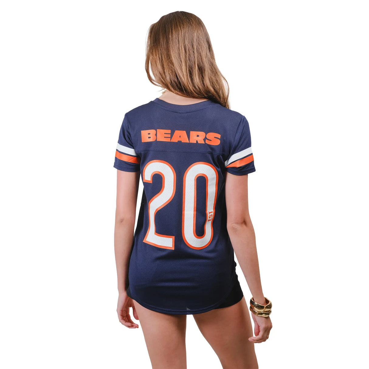 Ultra Game Women's NFL Official Soft Mesh Varsity Stripe T-Shirt | Chicago Bears