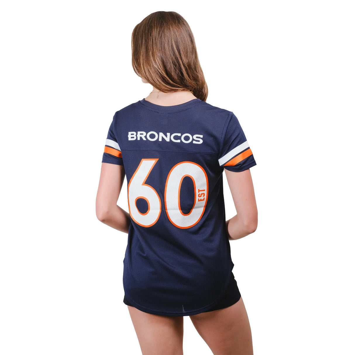 Ultra Game Women's NFL Official Soft Mesh Varsity Stripe T-Shirt | Denver Broncos