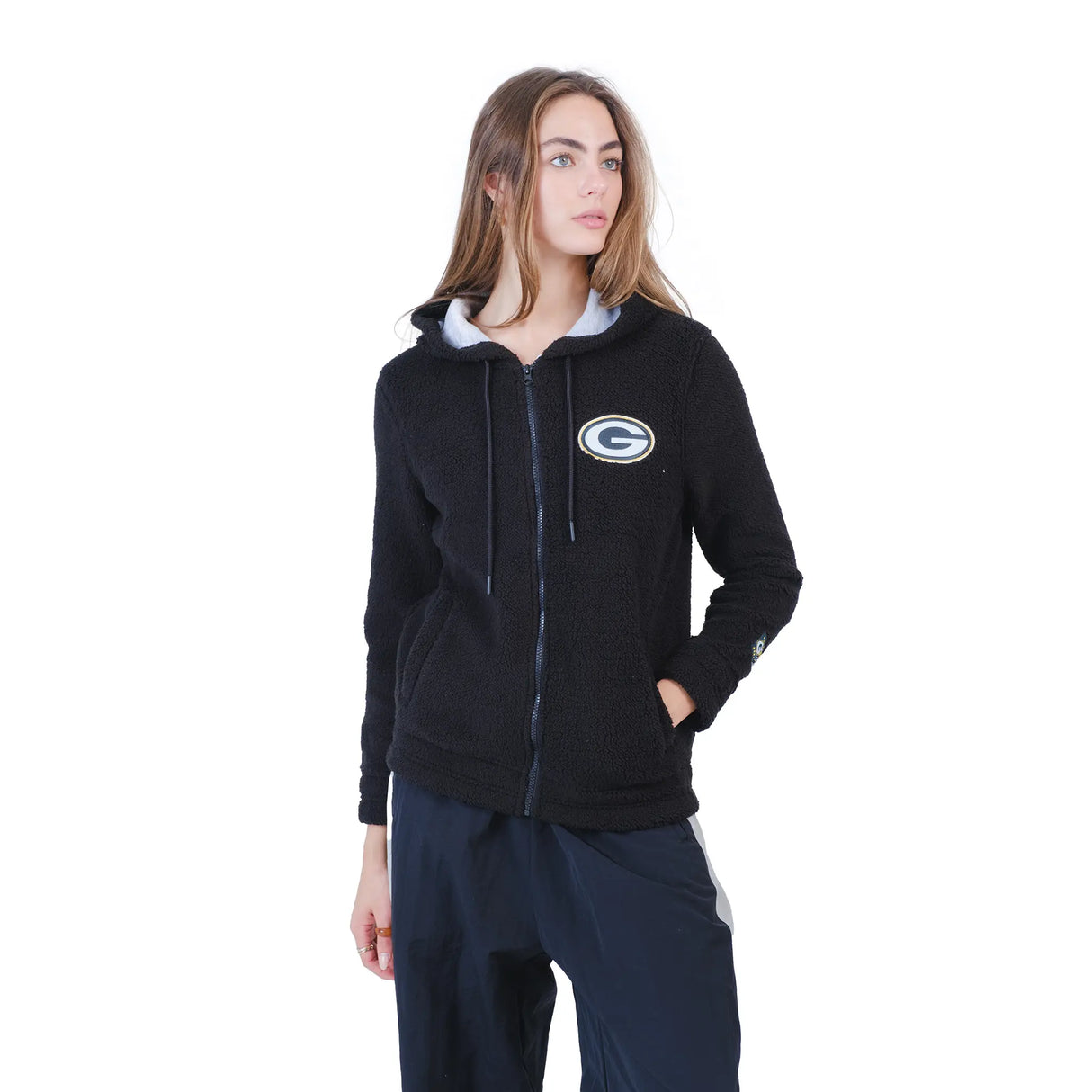 Ultra Game Women's NFL Official Super Soft Sherpa Full Zip Hoodie Sweatshirt Jacket | Green Bay Packers