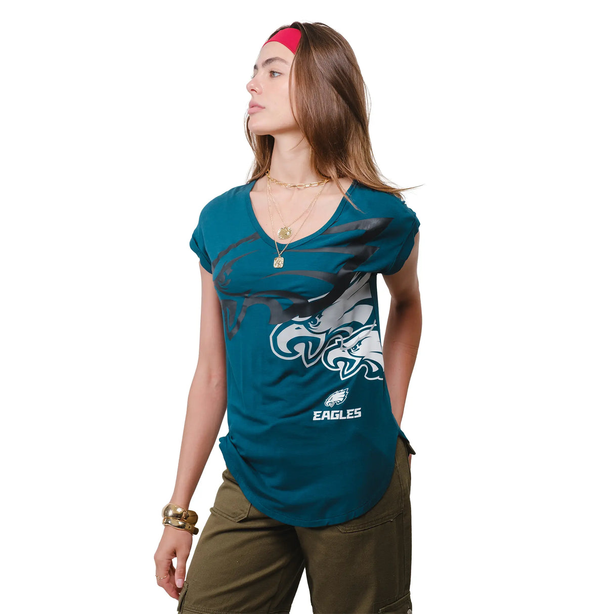 Ultra Game Women’s NFL Official Super Soft Modal Vintage V-Neck T-Shirt | Philadelphia Eagles