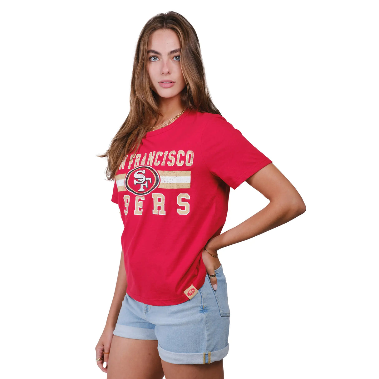 Ultra Game Women's NFL Official Distressed Graphics Super Soft Crew Neck T-Shirt | San Francisco 49ers