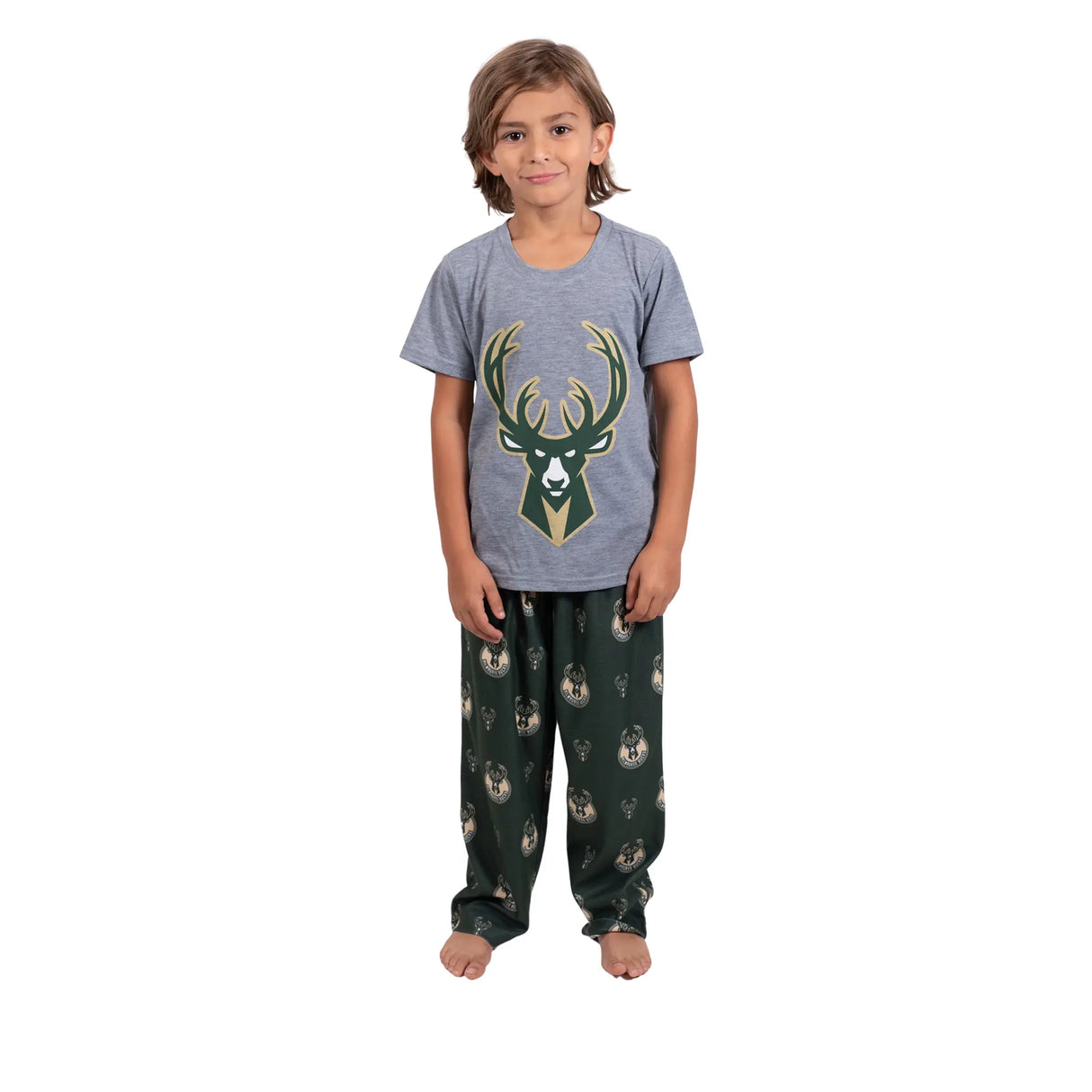 Ultra Game Youth NBA Official 2-Piece PJs Lounge Pants & Tee Set | Milwaukee Bucks