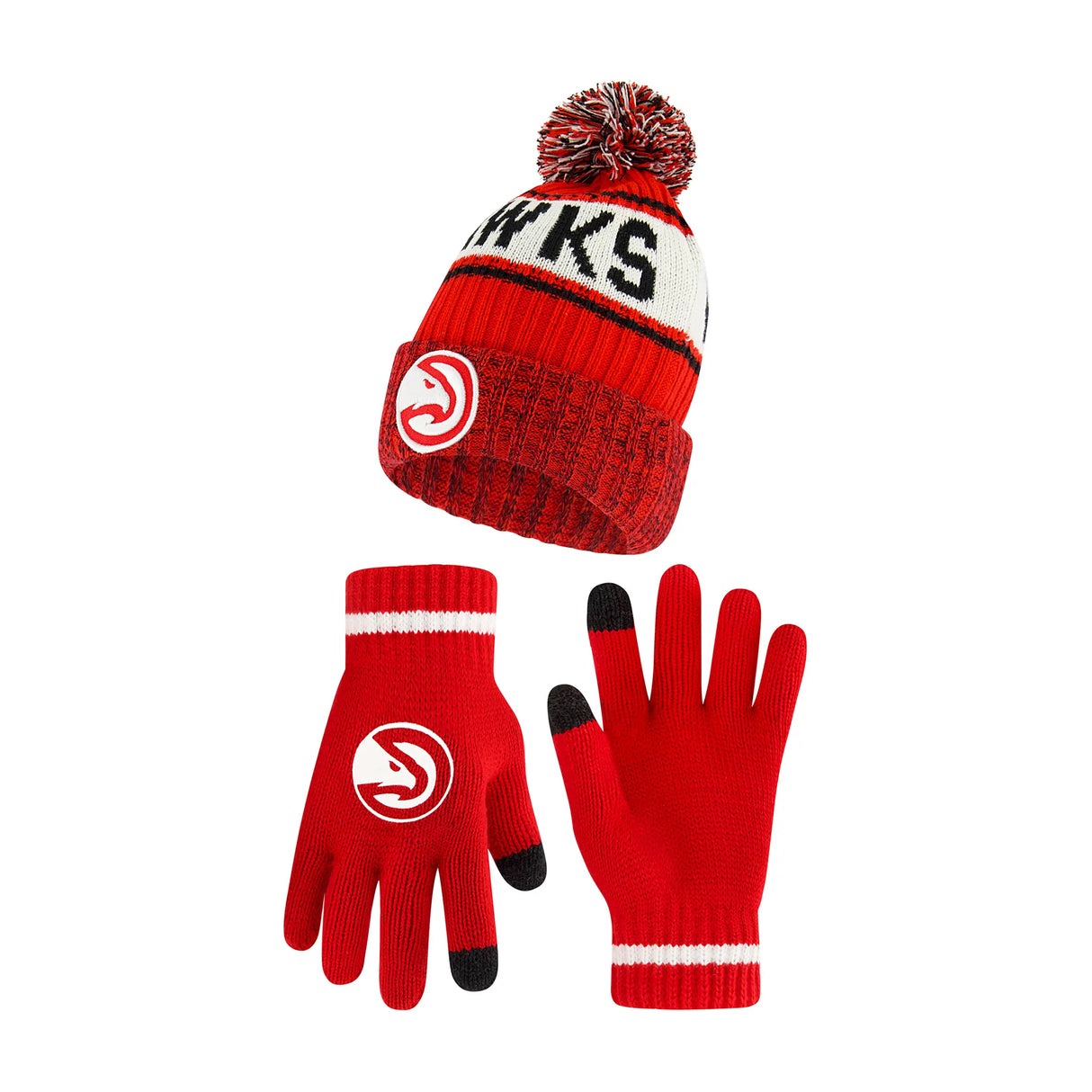 Ultra Game Youth NBA Official Super Soft Winter Beanie Knit Hat With Extra Warm Touch Screen Gloves | Atlanta Hawks