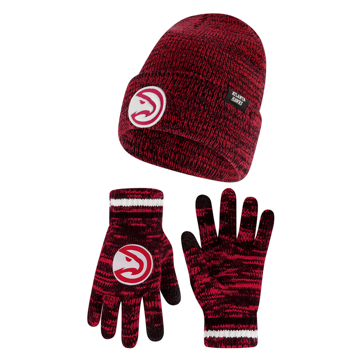 Ultra Game Youth NBA Official Super Soft Winter Beanie Knit Hat With Extra Warm Touch Screen Gloves | Atlanta Hawks