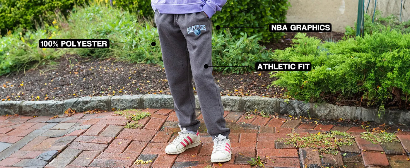 ultra game youth boys nba official heather charcoal soft fleece active jogger sweatpants youth pants banner 2