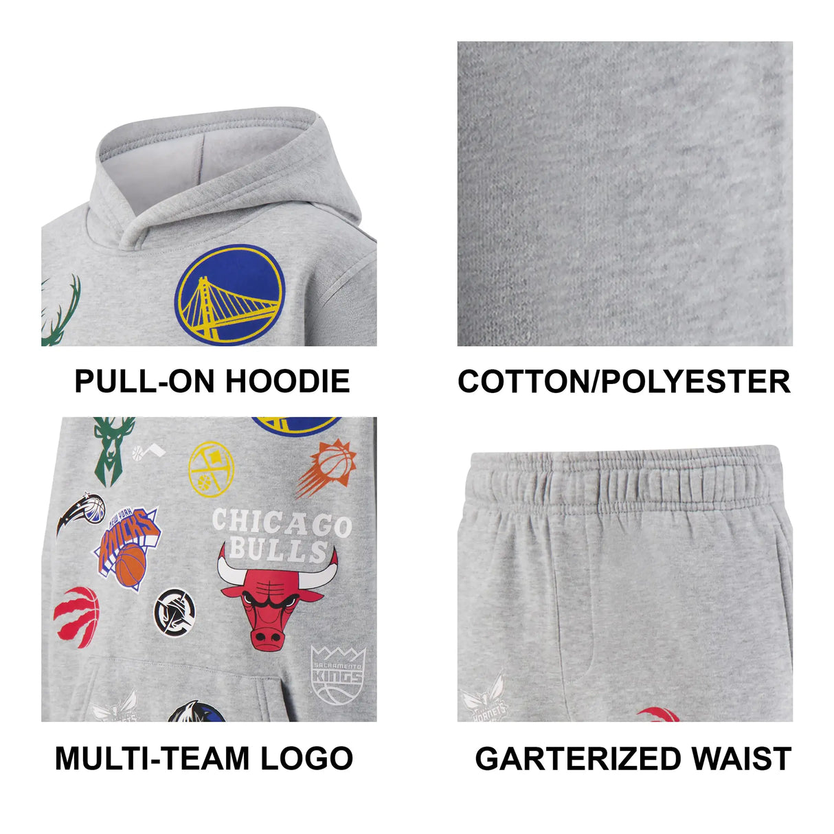 Ultra Game Youth NBA Official Multi-Team Super Soft Hoodie Sweatshirt & Joggers Sweatpants Set | Multi-Team