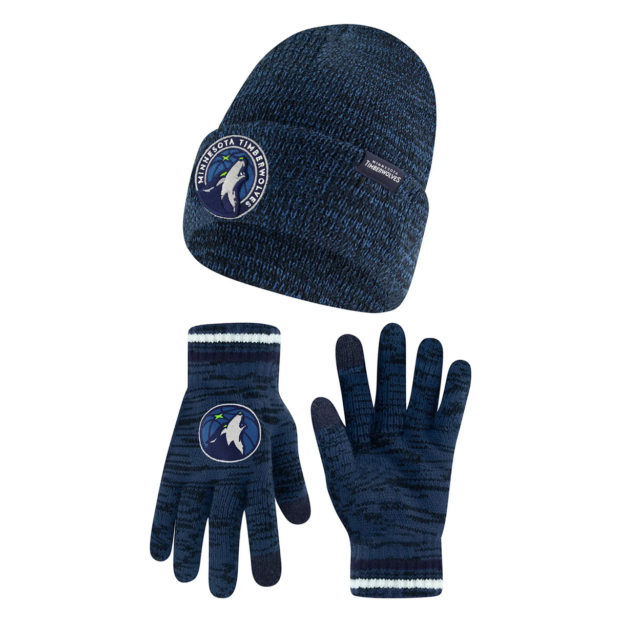 Ultra Game Youth NBA Official Super Soft Winter Beanie Knit Hat With Extra Warm Touch Screen Gloves | Minnesota Timberwolves