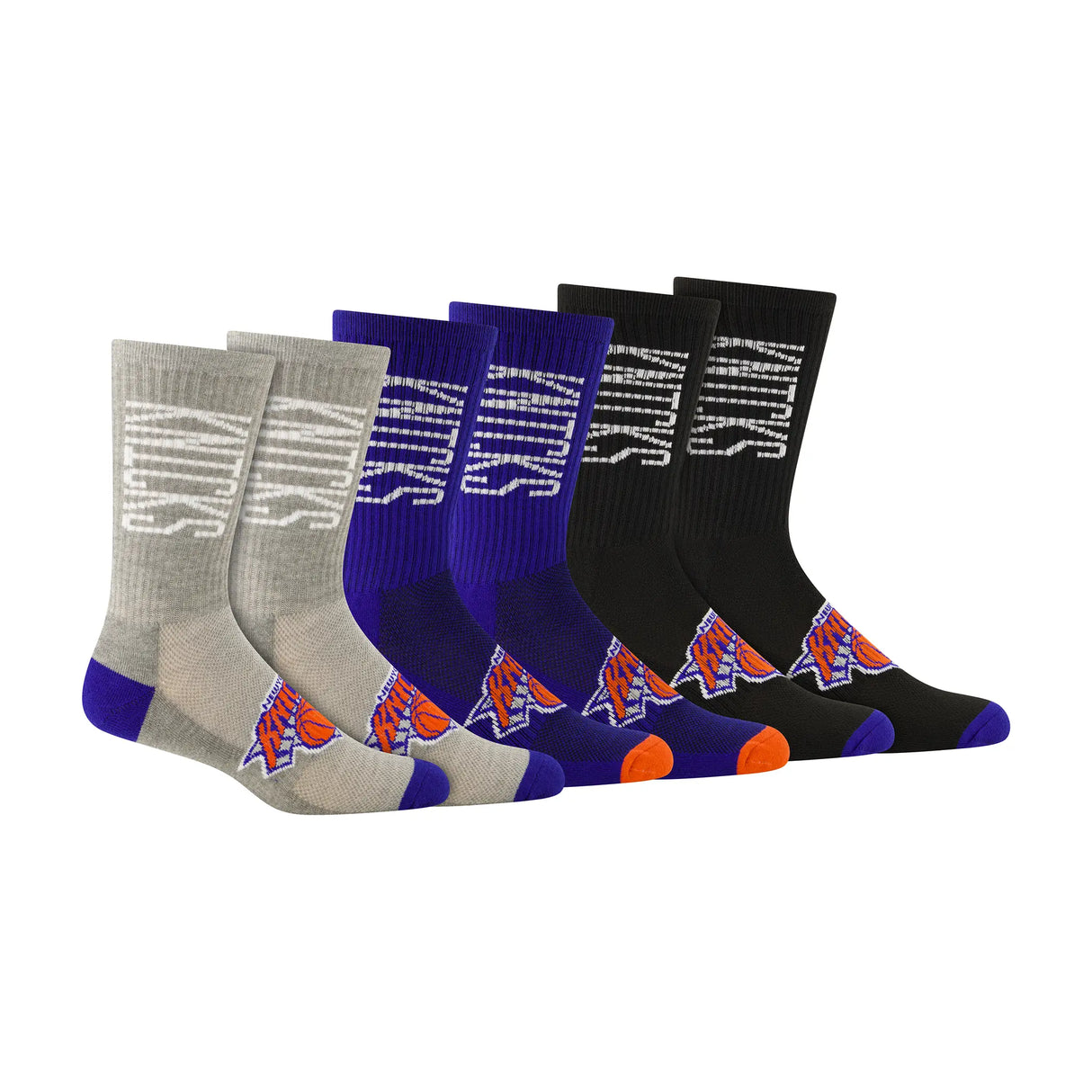 Ultra Game Boys NBA Official Athletic Cushioned Vertical Attack Team Crew Socks - 3 Pack | New York Knicks