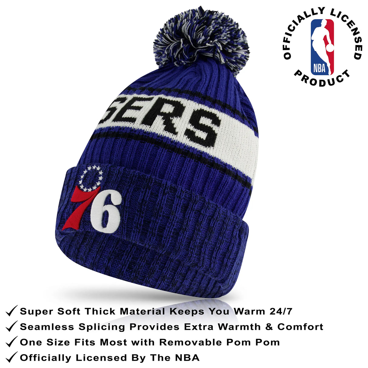 Ultra Game Youth NBA Official Super Soft Winter Beanie Knit Hat With Extra Warm Touch Screen Gloves | Philadelphia 76ers