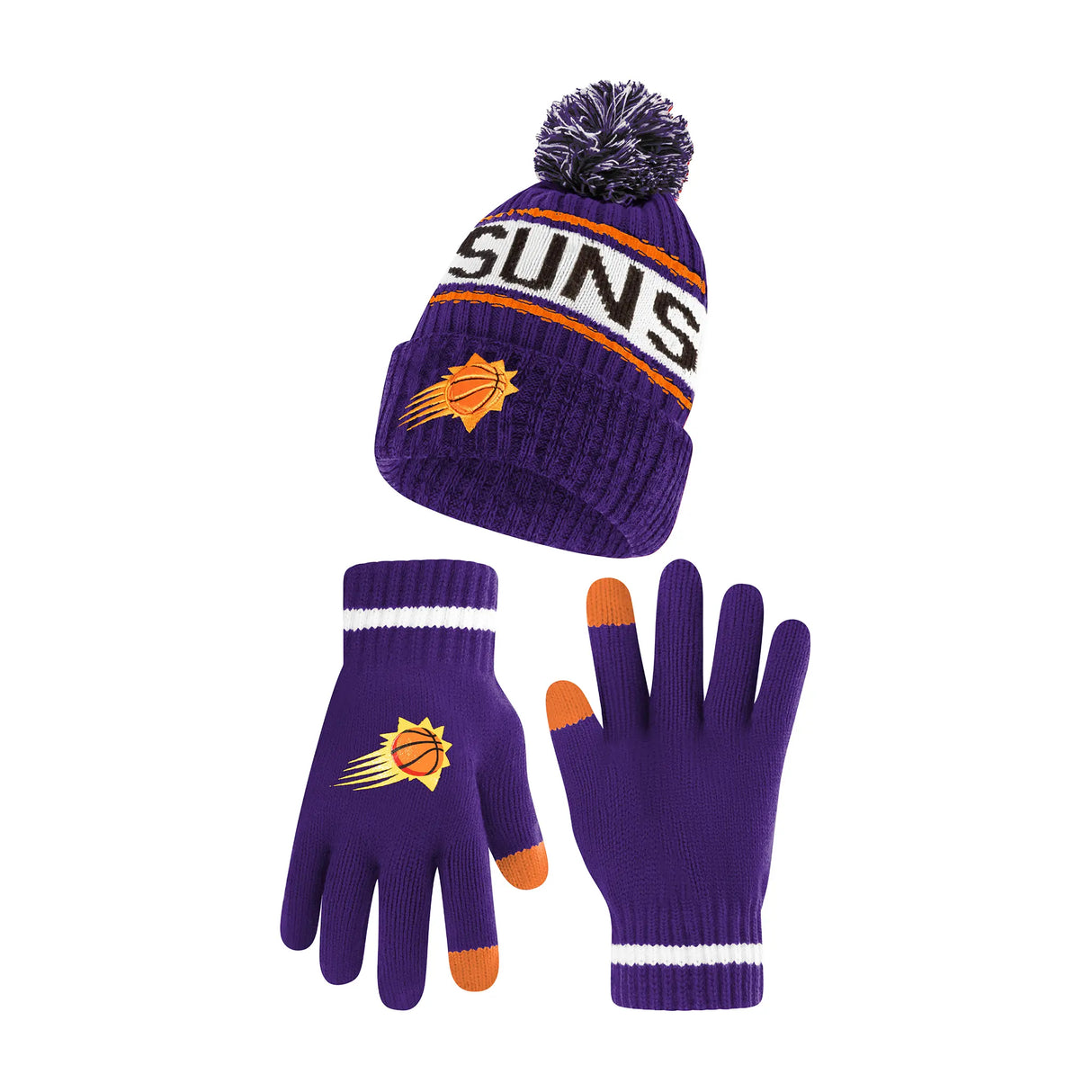 Ultra Game Youth NBA Official Super Soft Winter Beanie Knit Hat With Extra Warm Touch Screen Gloves | Phoenix Suns