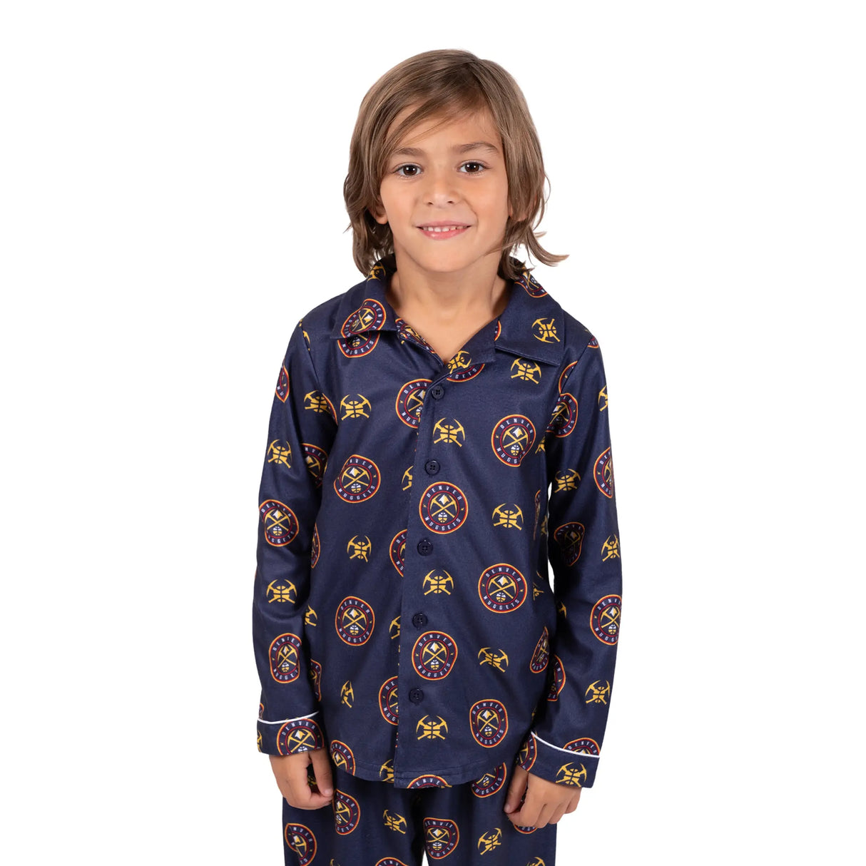 Ultra Game Youth NBA Official 2-Piece Super Soft Button Down Pajamas Set | Denver Nuggets