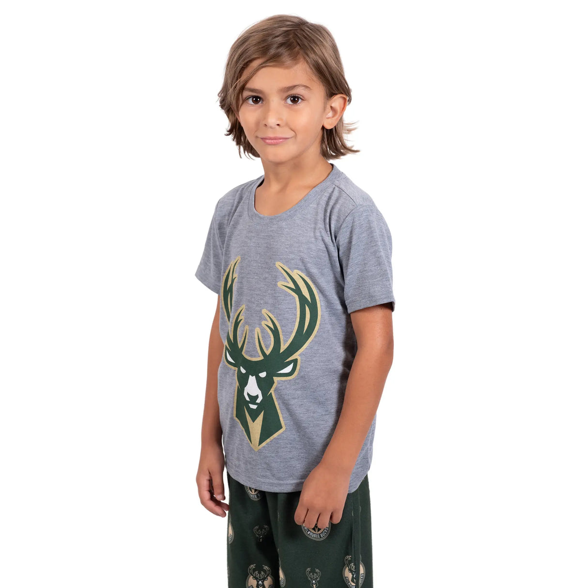 Ultra Game Youth NBA Official 2-Piece PJs Lounge Pants & Tee Set | Milwaukee Bucks