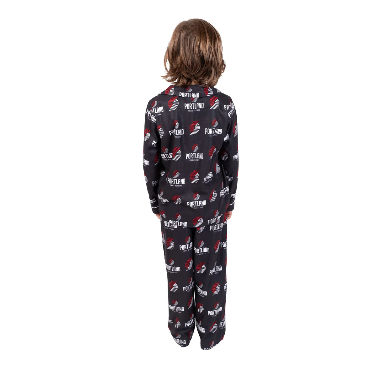 Ultra Game Youth NBA Official 2-Piece Super Soft Button Down Pajamas Set | Portland Trail Blazers