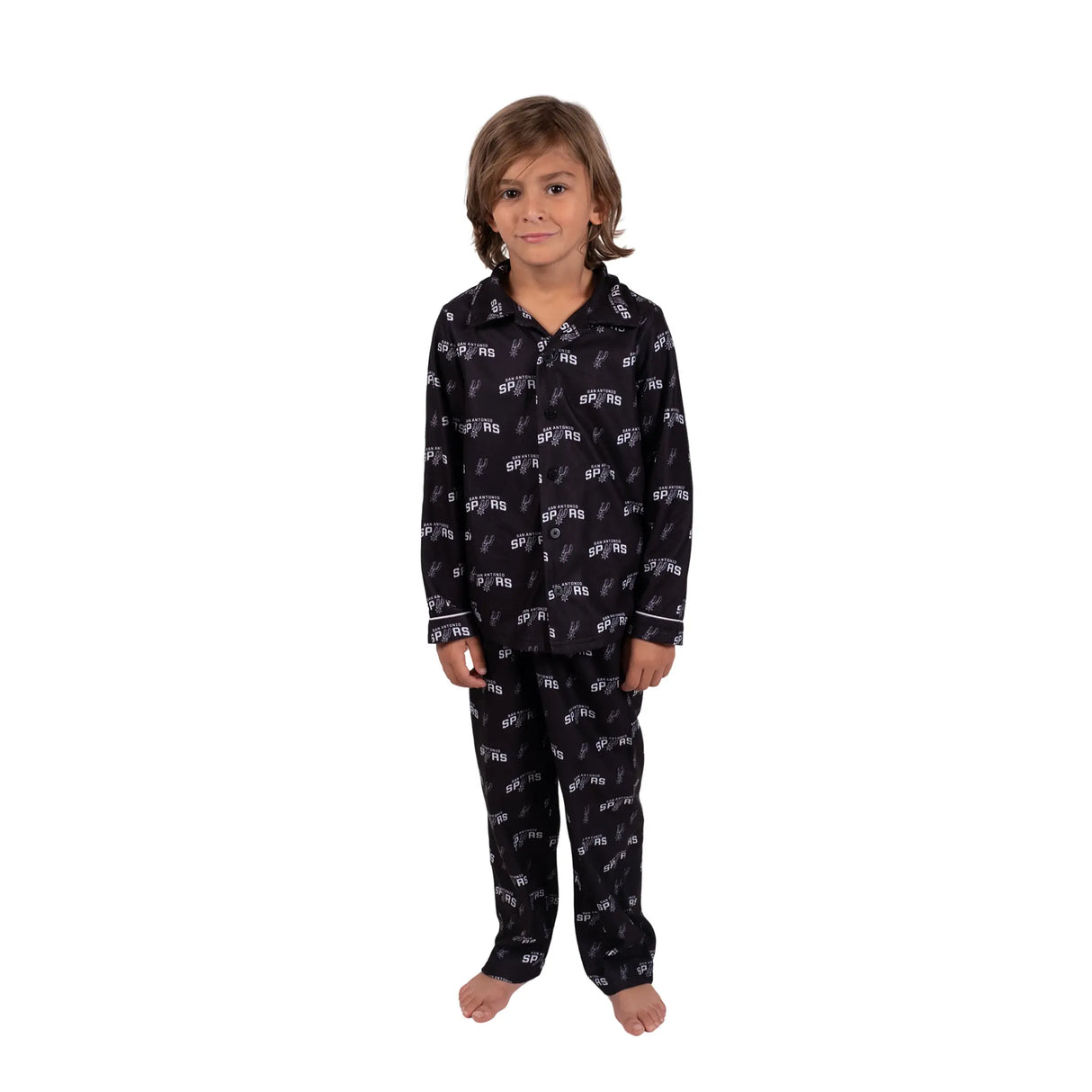 Ultra Game Youth NBA Official 2-Piece Super Soft Button Down Pajamas Set | San Antonio Spurs