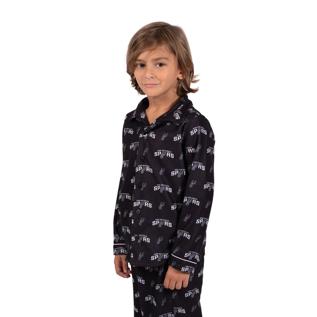 Ultra Game Youth NBA Official 2-Piece Super Soft Button Down Pajamas Set | San Antonio Spurs