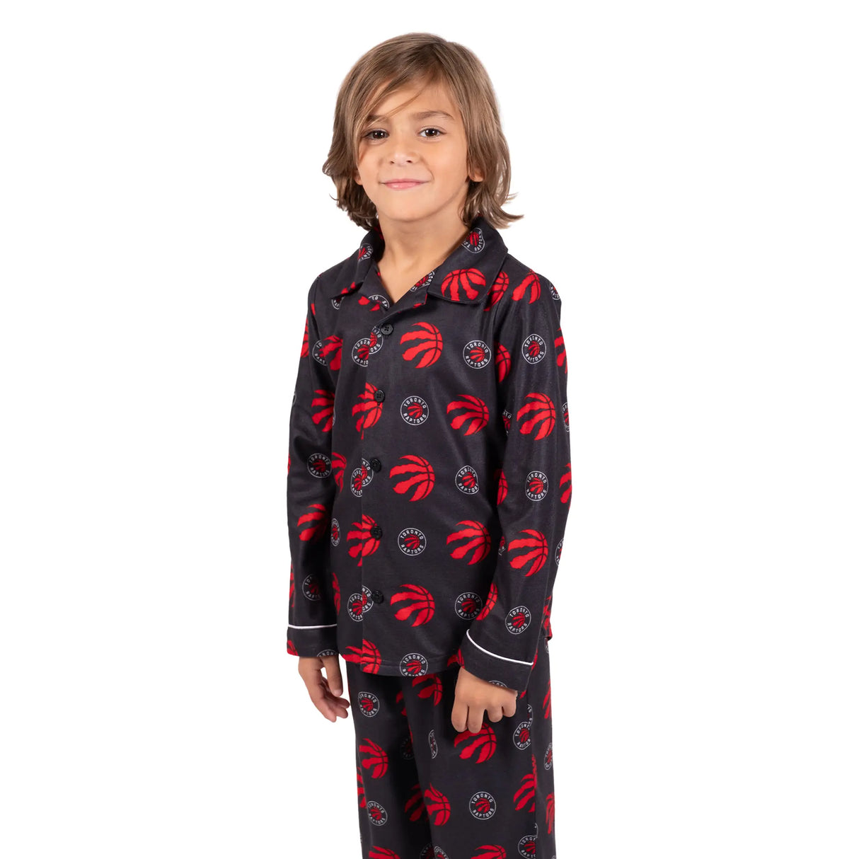 Ultra Game Youth NBA Official 2-Piece Super Soft Button Down Pajamas Set | Toronto Raptors