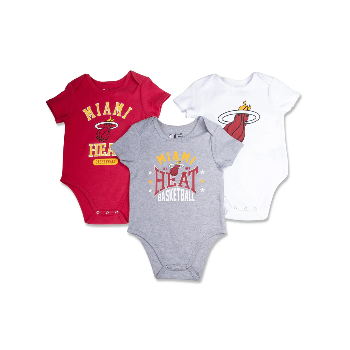 Ultra Game Youth NBA Official Baby Super Soft Cotton 3 Pack Creeper Bodysuit | Miami Heat