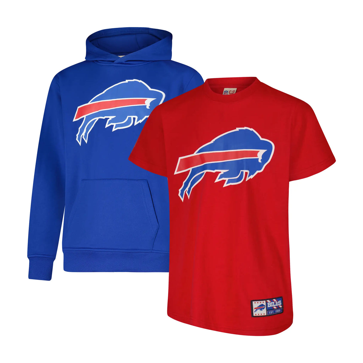 Ultra Game Youth NFL Official Super Soft T-Shirt & Hoodie Sweatshirt Set (Sizes 8 to 18-20) | Buffalo Bills