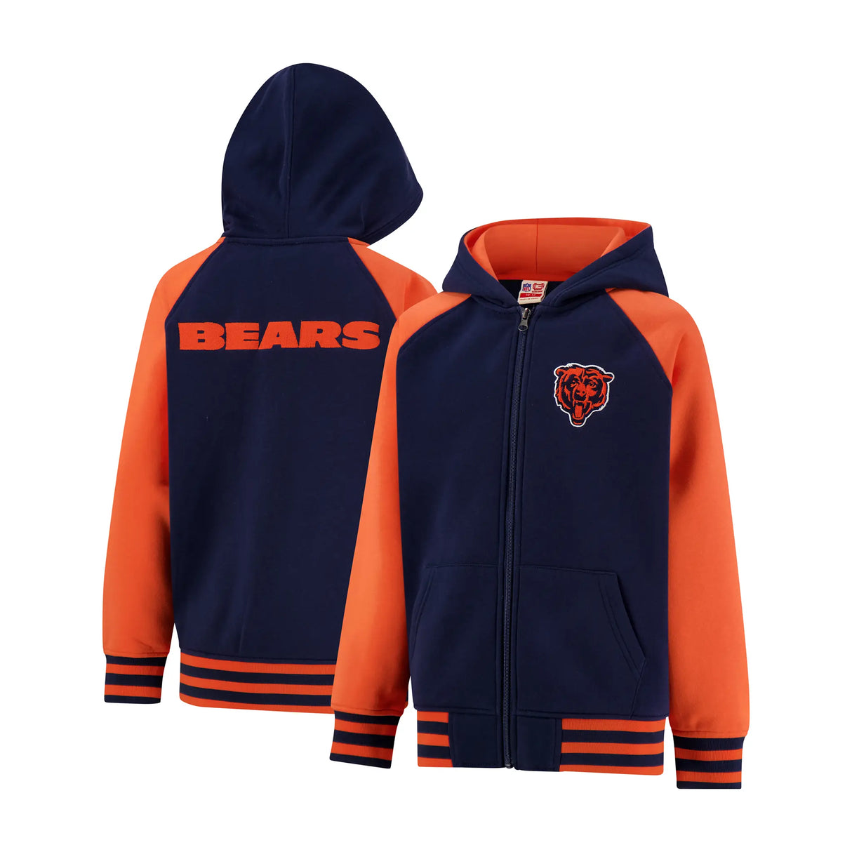 Ultra Game Youth NFL Official Super Soft Full Zip Varsity Hoodie Sweatshirt | Chicago Bears
