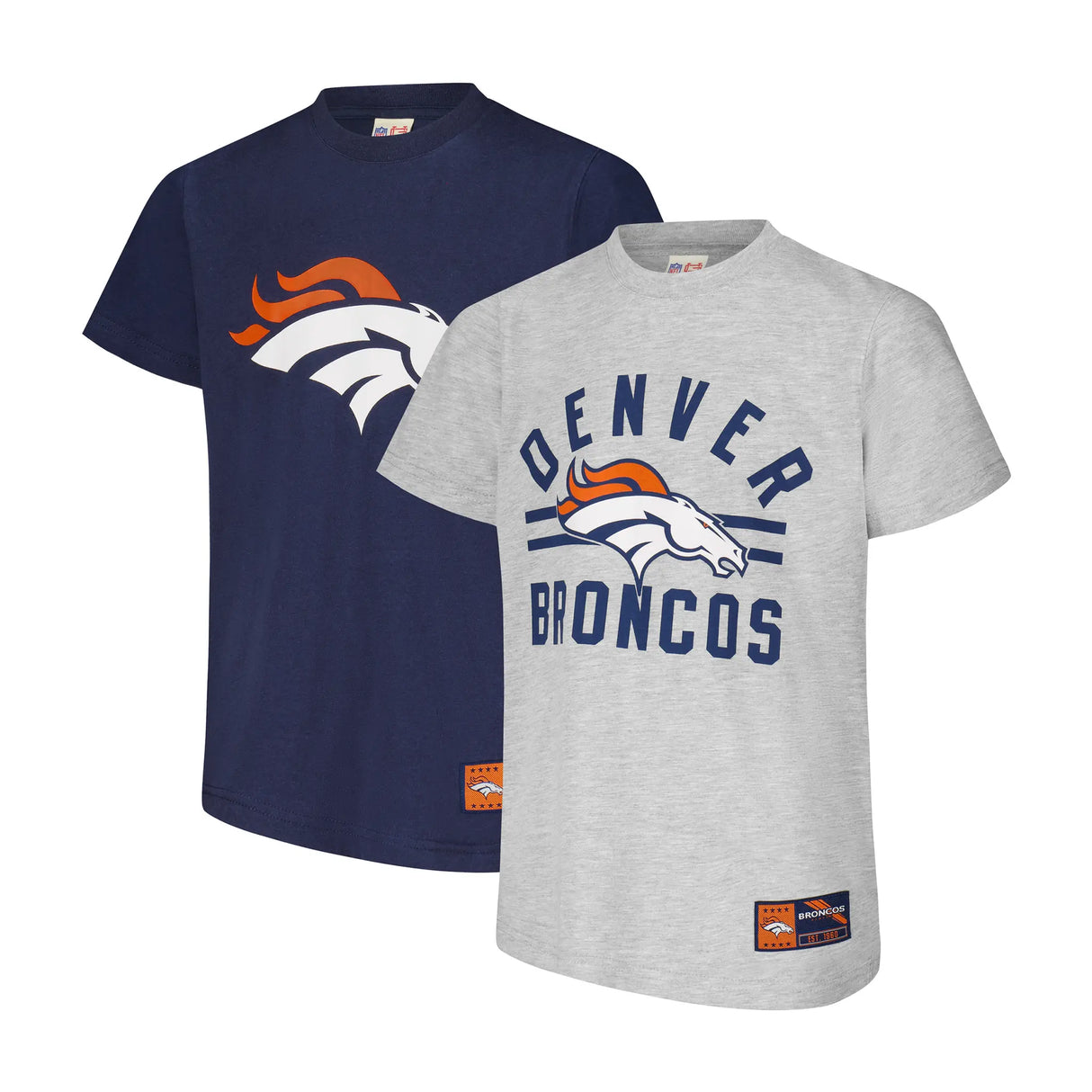 Ultra Game Youth NFL Official Super Soft 2 Pack T-Shirt Set | Denver Broncos