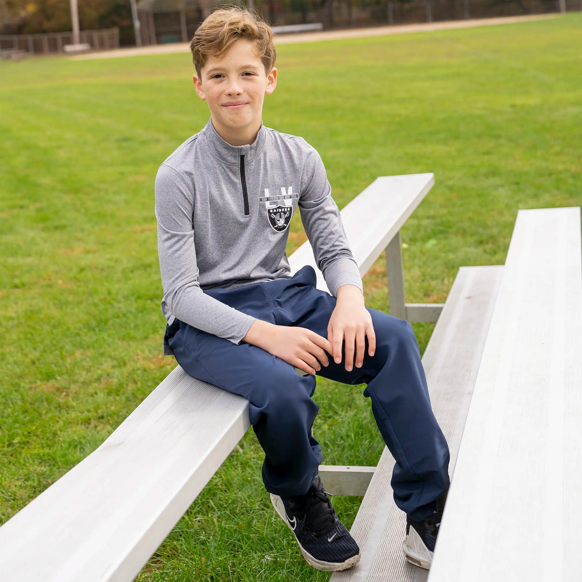 Ultra Game Youth NFL Official Super Soft Quarter Zip Long Sleeve T-Shirt | New England Patriots