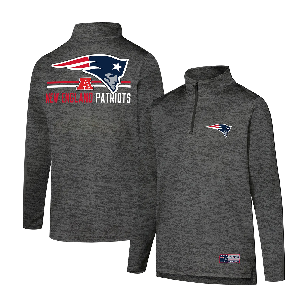 Ultra Game Youth NFL Official Super Soft Quarter Zip Long Sleeve T-Shirt | New England Patriots