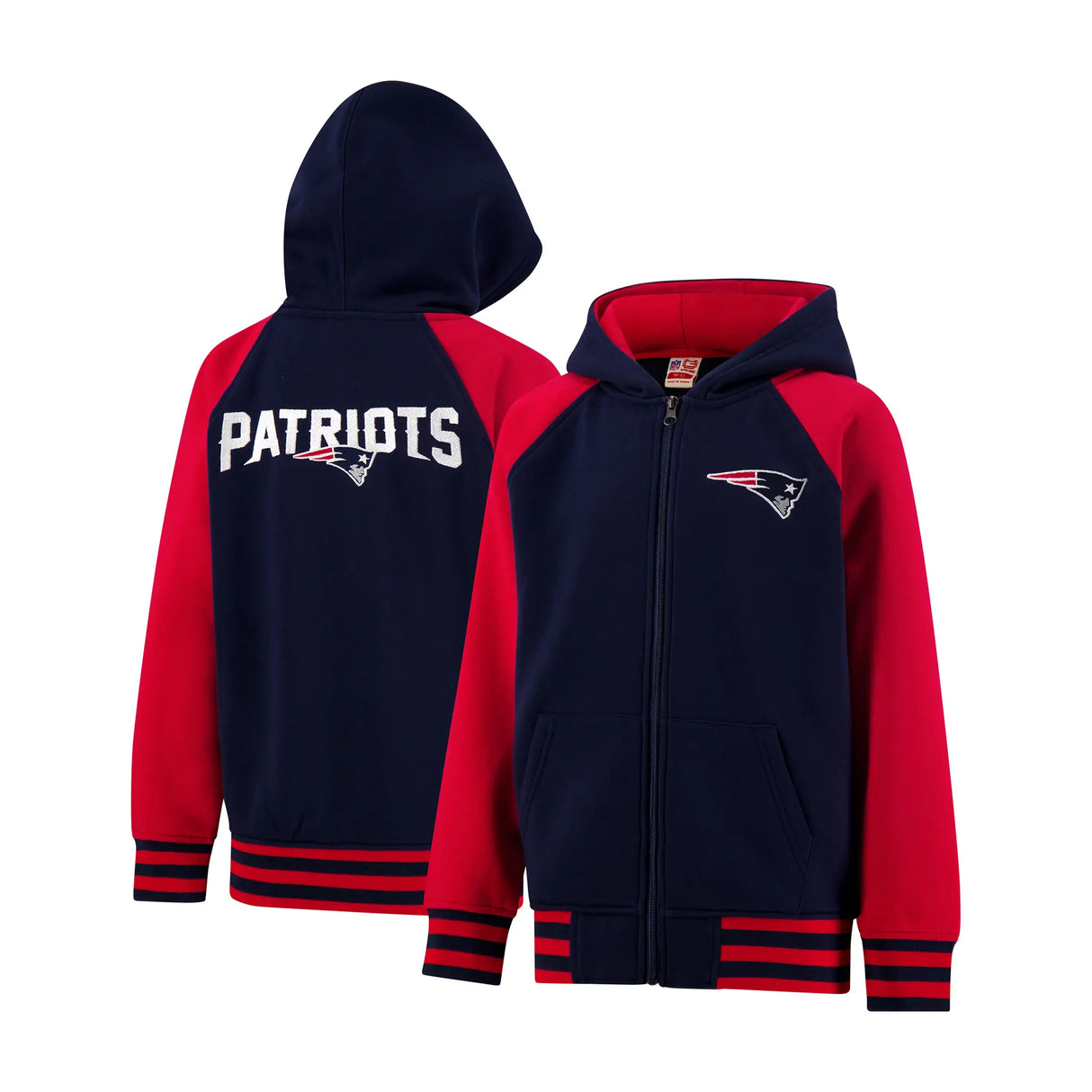 Ultra Game Youth NFL Official Super Soft Full Zip Varsity Hoodie Sweatshirt | New England Patriots
