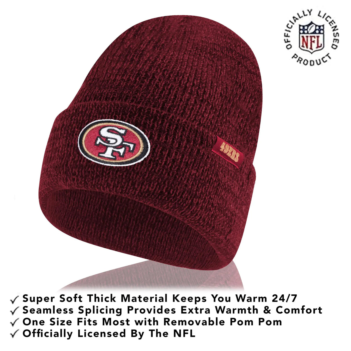 Ultra Game Youth NFL Official Super Soft Marl Knit Winter Beanie Knit Hat with Extra Warm Touch Screen Gloves | San Francisco 49ers