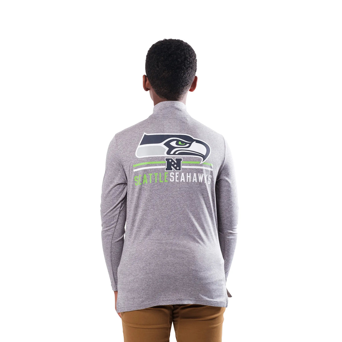 Ultra Game Youth NFL Official Super Soft Quarter Zip Long Sleeve T-Shirt | Seattle Seahawks