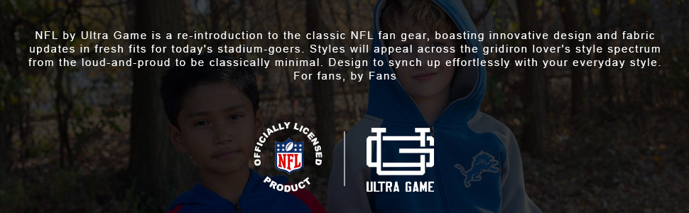 ultra game youth nfl official team color super soft full zip varsity hoodie sweatshirt banner 3