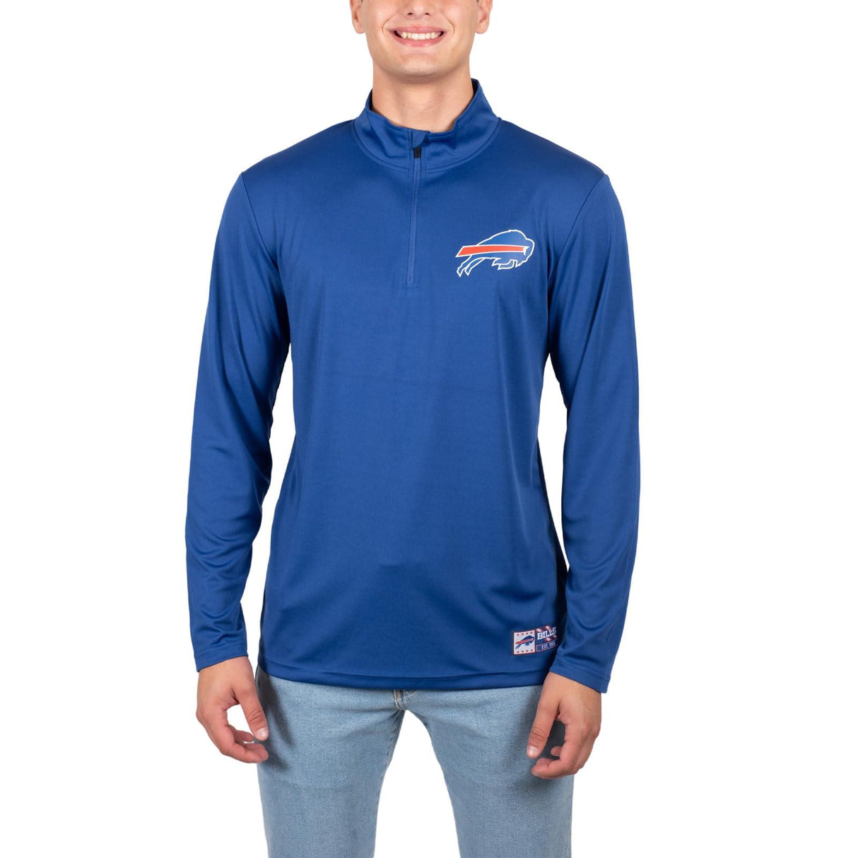 Ultra Game NFL Buffalo Bills Mens Super Soft Quarter Zip Long Sleeve T-Shirt|Buffalo Bills - UltraGameShop