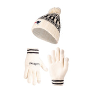 Ultra Game NFL New England Patriots Womens Super Soft Cable Knit Winter Beanie Knit Hat with Extra Warm Touch Screen Gloves|New England Patriots