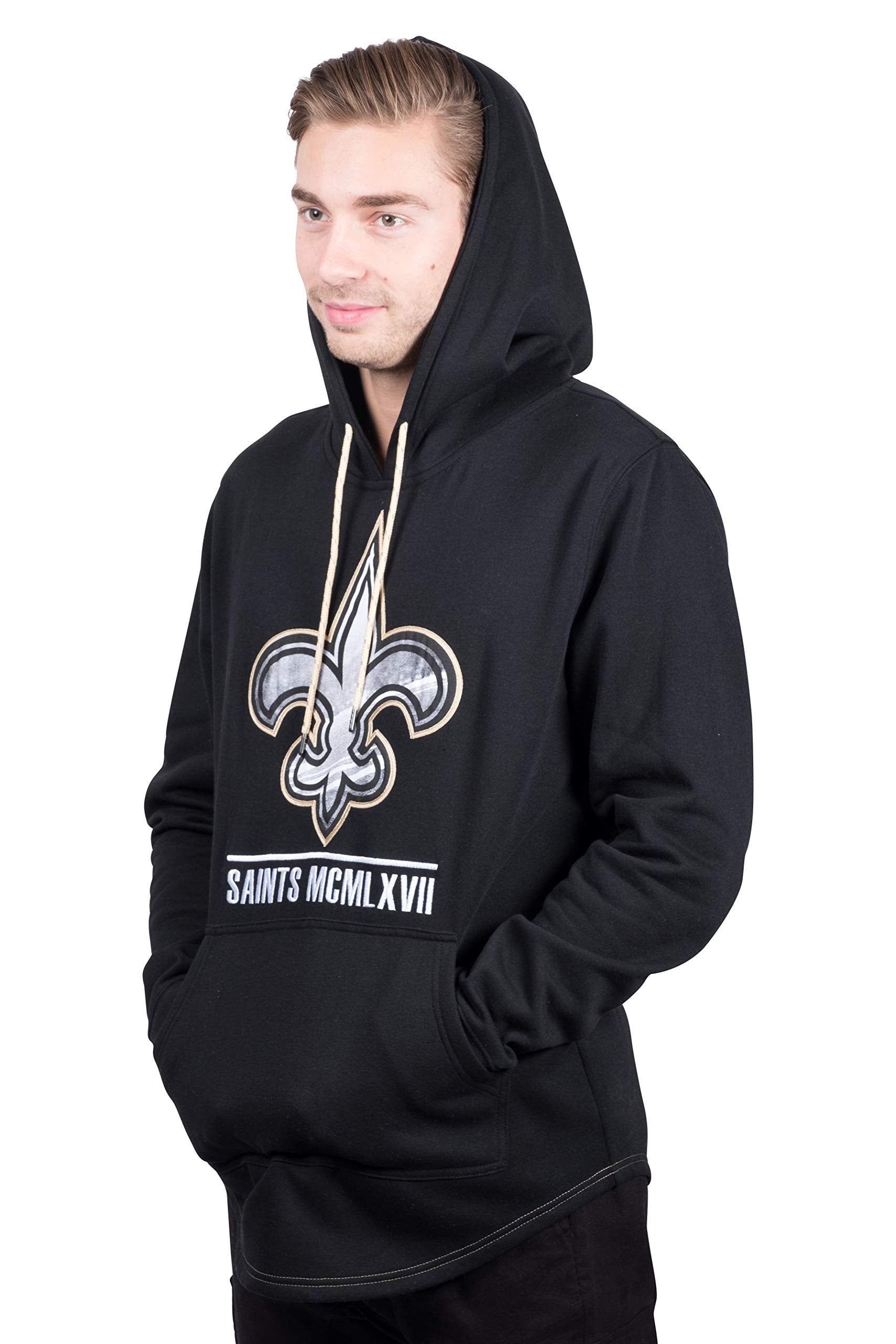 Ultra Game NFL New Orleans Saints Mens Embroidered Fleece Hoodie Pullover Sweatshirt|New Orleans Saints